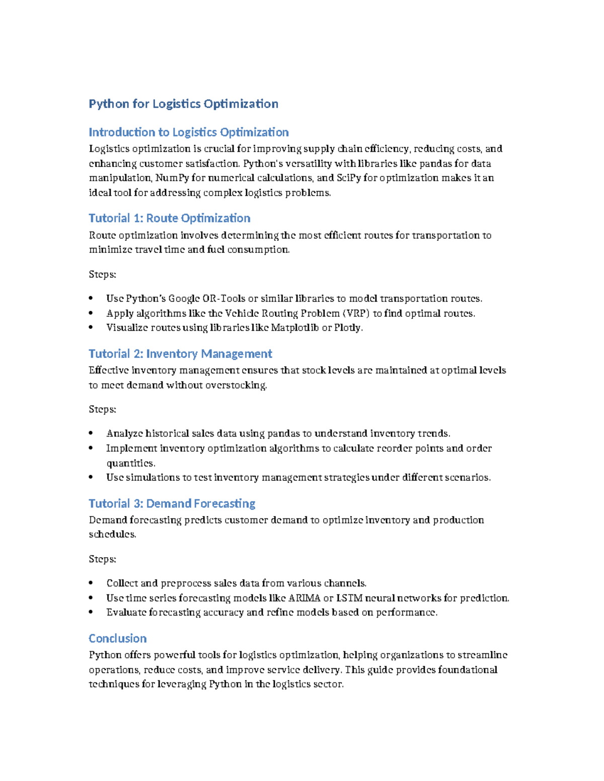 Python for Logistics Optimization - Python for Logistics Optimization ...