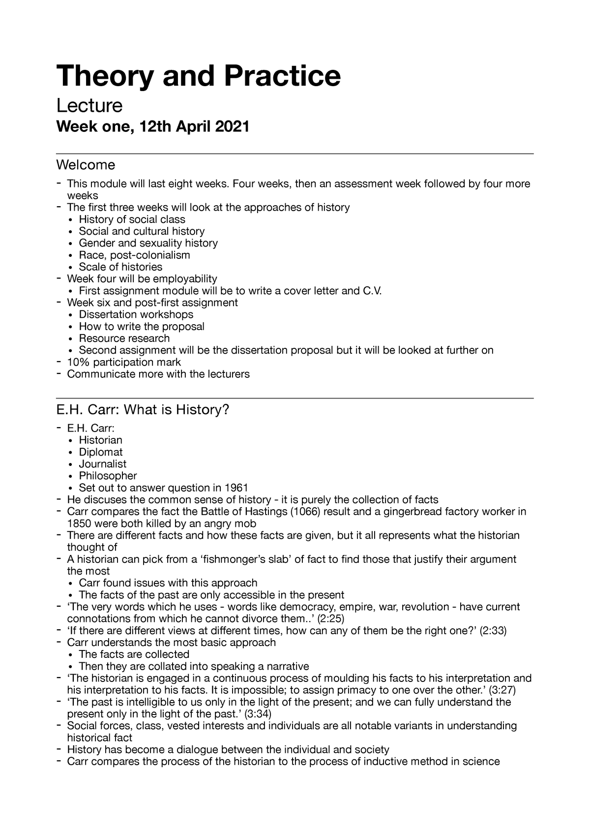 Theory And Practice - Theory And Practice Lecture Week One, 12th April ...