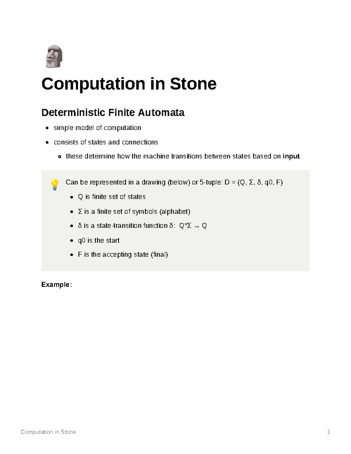 Computation in Stone - Professor Montanez - u Computation in Stone ...