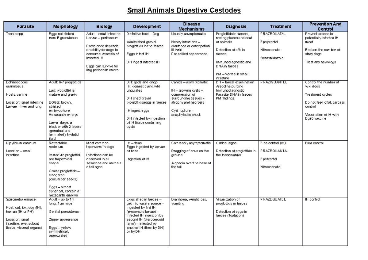 Small Animals Digestive Cestodes - Small Animals Digestive Cestodes ...