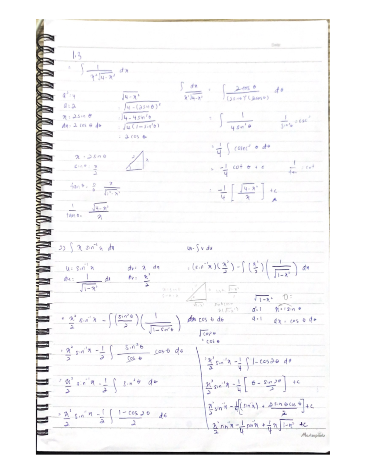 9 integration by trigonometric substitution diploma in chemical