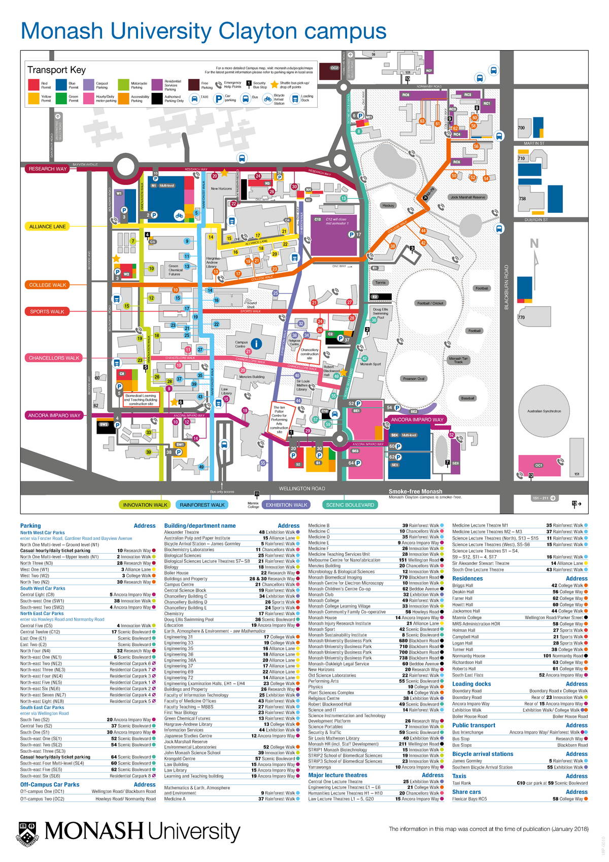 Monash Clayton Parking Map Clayton Map - Parking Address North West Car Parks Enter Via Forster Road,  Gardiner Road And Bayview - Studocu