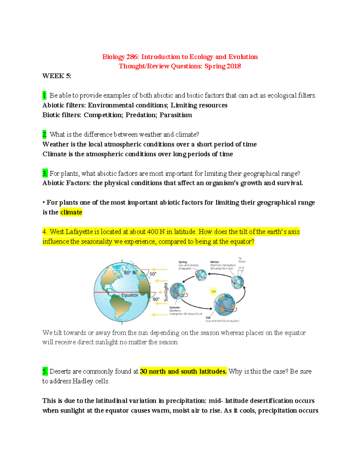 Environmental Science - Biology 286: Introduction to Ecology and ...