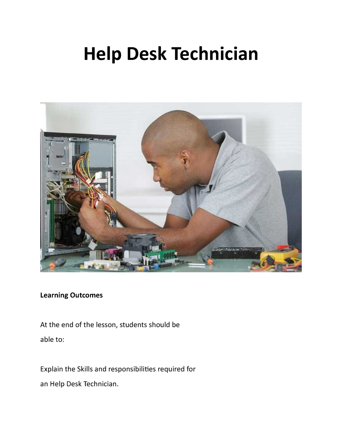 Job Description Help Desk Supervisor