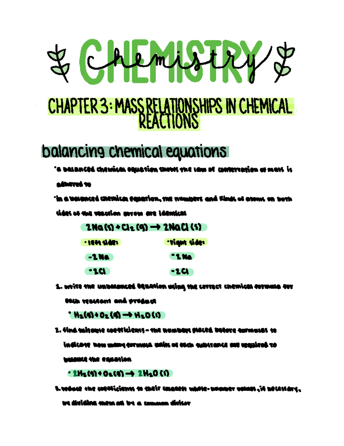 CHM131 Chapter 3 - Mass Relationships In Chemical Reactions - IEEhemisf ...