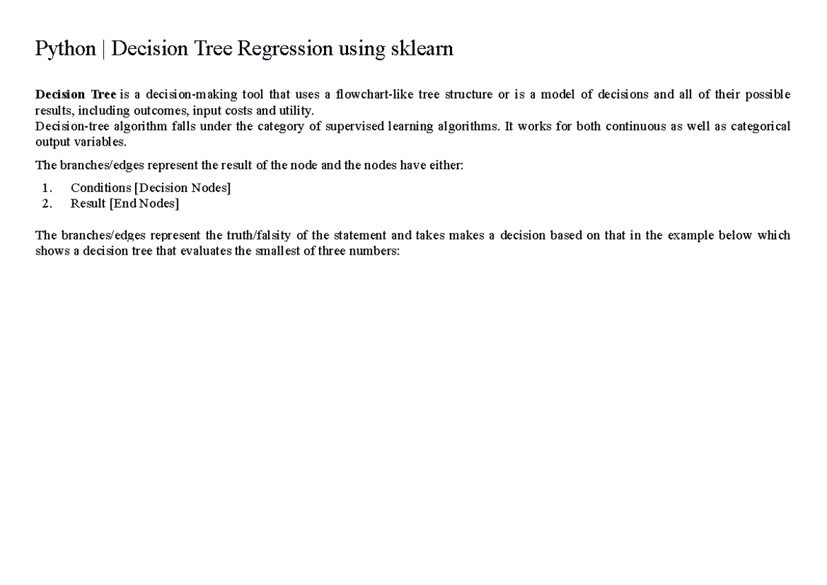 Decision Tree Regression - Decision-tree algorithm falls under the ...