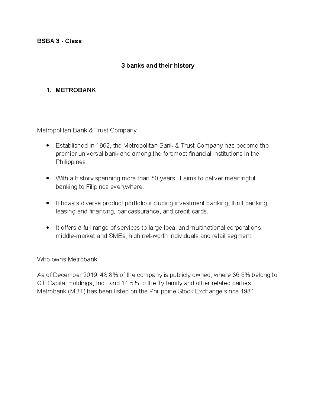 3 Philippine Banks And Their History BSBA 3 Class 3 Banks And Their