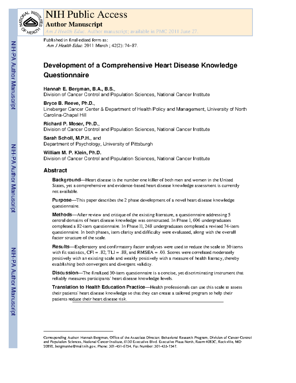 Assessment of Knowledge Scale with article - Development of a ...