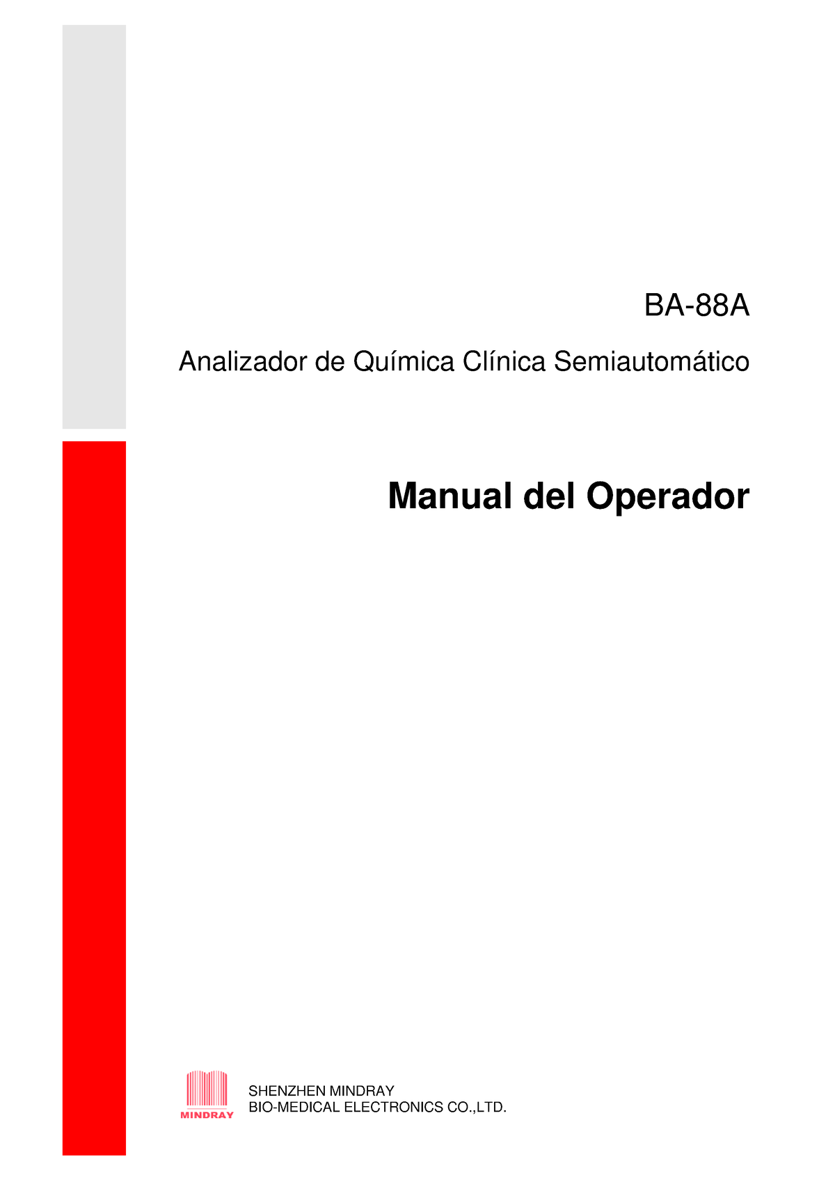 Mindray - BA88a - Manual De Operador - ES - BA-88A Analizador De ...