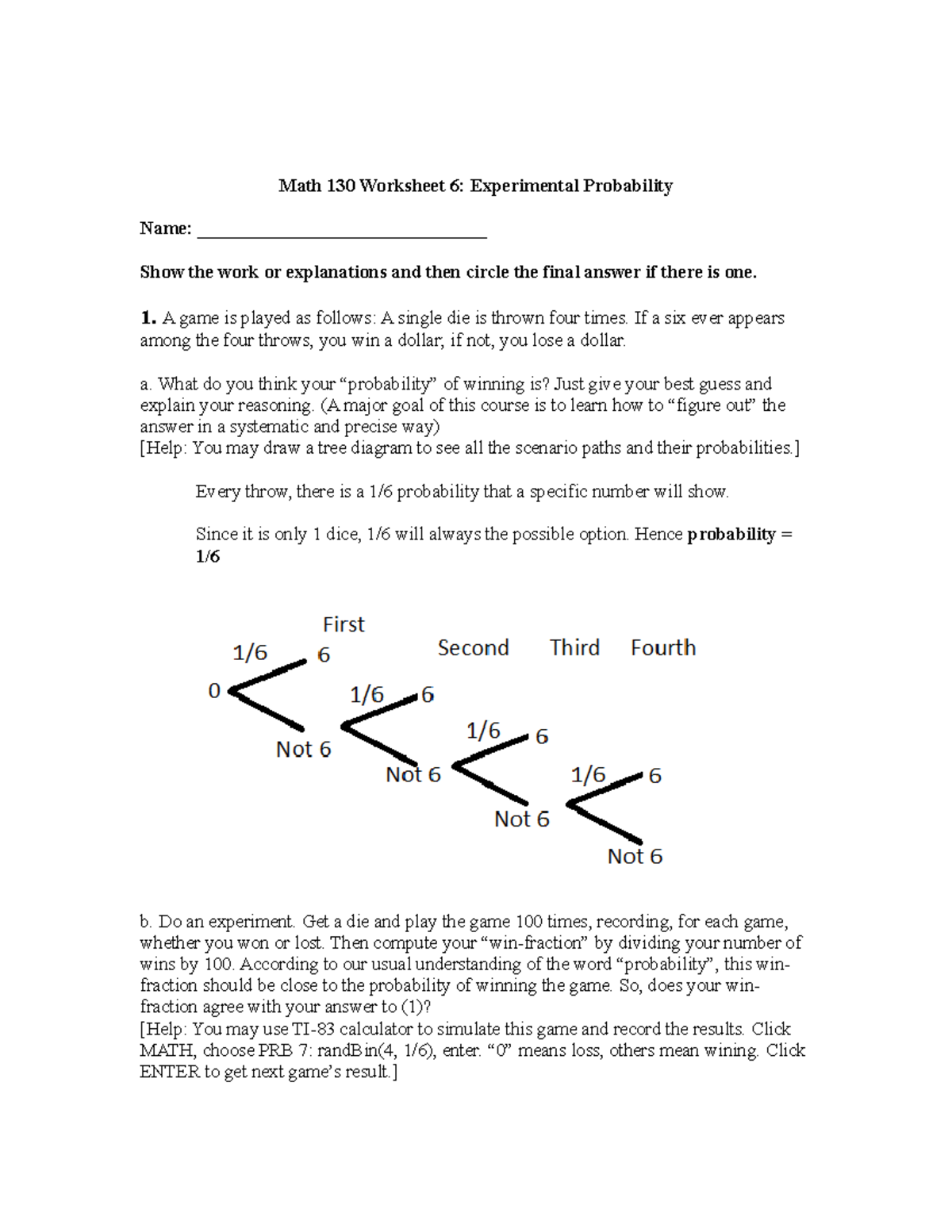 worksheet on experimental probability