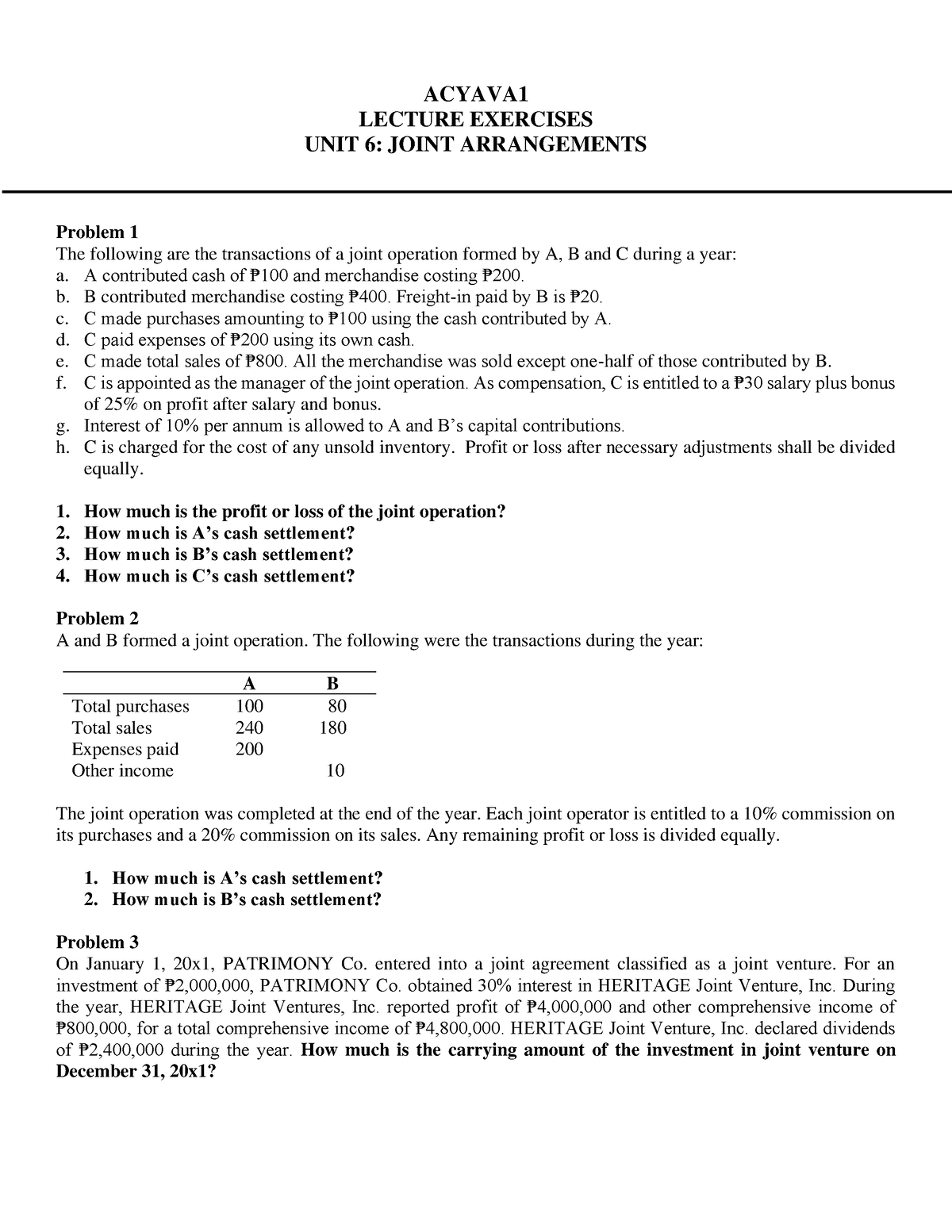 Unit+6+-+Joint+Arrangements - Accountancy - DLSU - Studocu