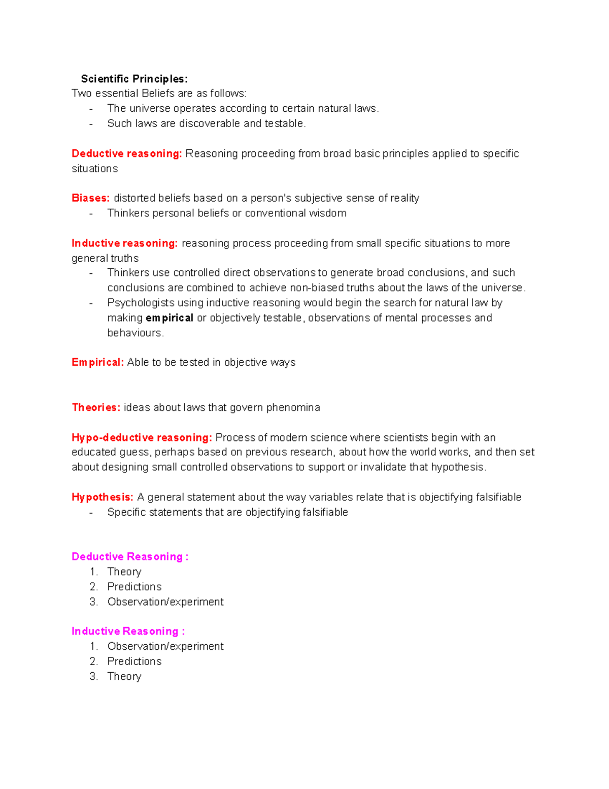 Psych Chapter 2 Notes-3 - Scientific Principles: Two Essential Beliefs ...