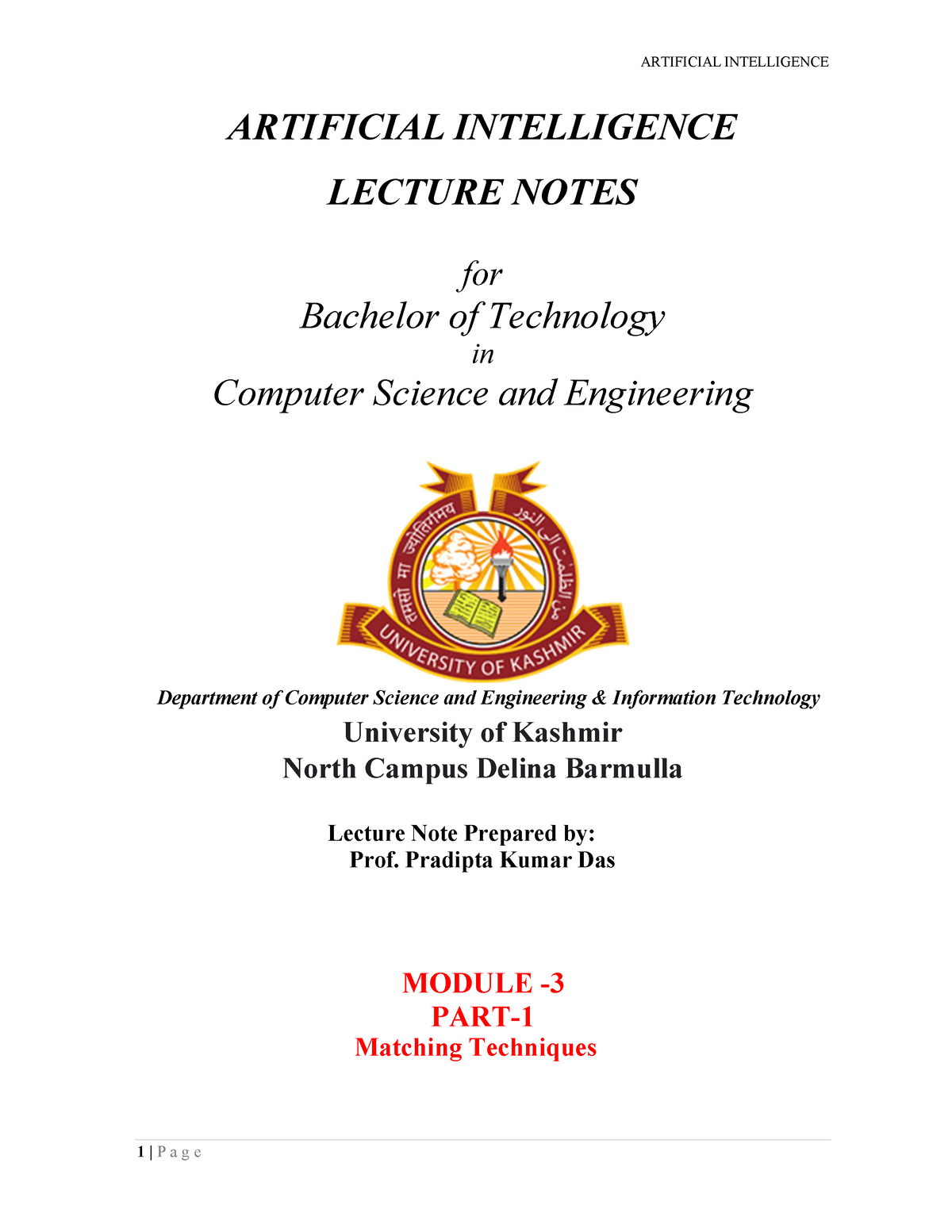 Artificial Intelligence Module 3 Part 1 Matching Techniques ...