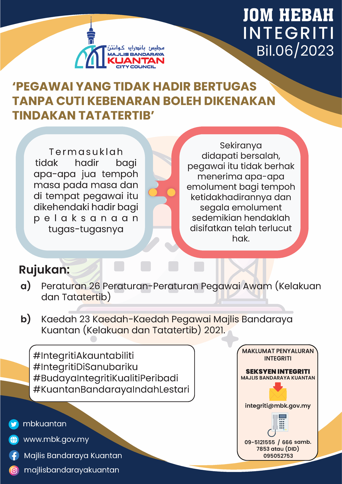 Poster Integriti Bil 6 - JOM HEBAH INTEGRITI Bil/ ‘PEGAWAI YANG TIDAK ...