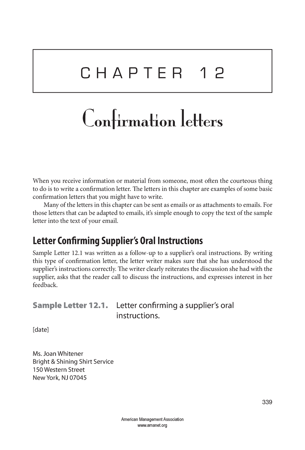 Chapter 12 Confirmation Letters - 339 C H A P T E R 1 2 Confirmation ...