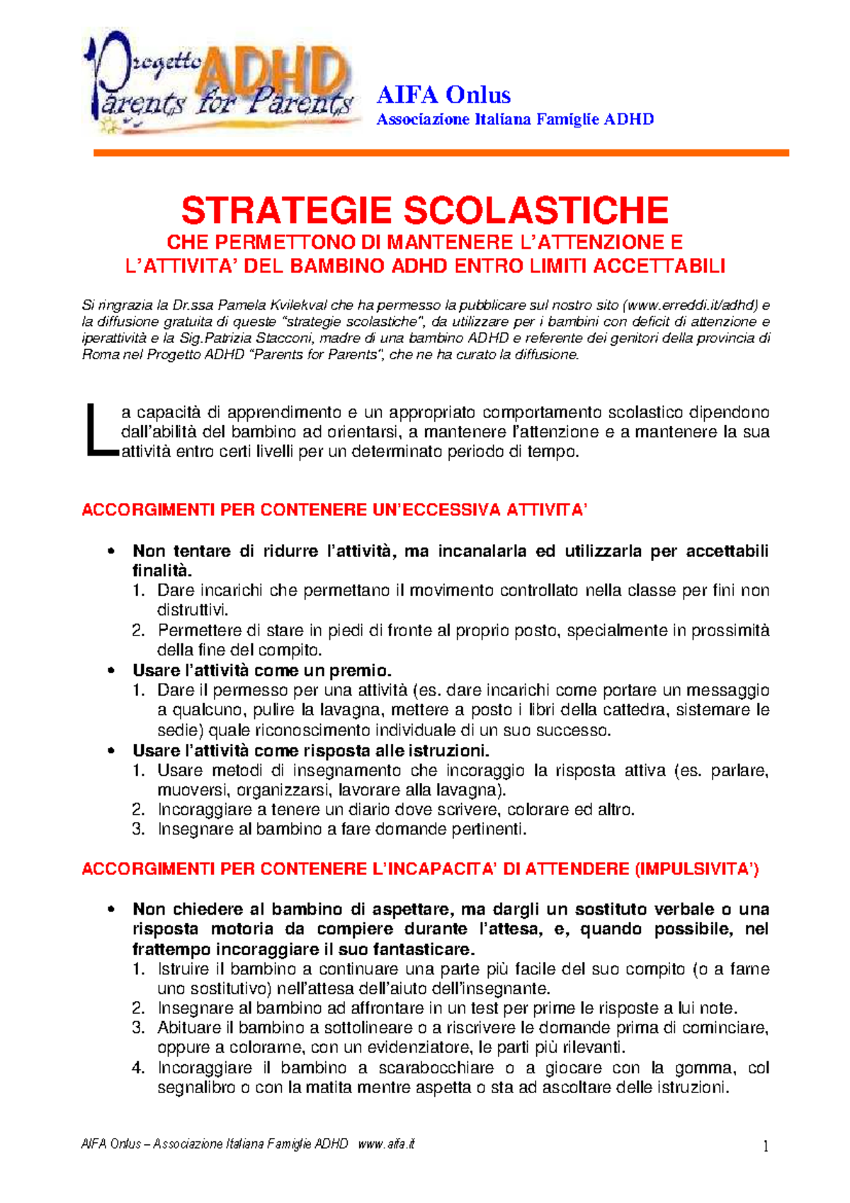 Strategie-scolastiche-ADHD - AIFA Onlus Associazione Italiana Famiglie ...