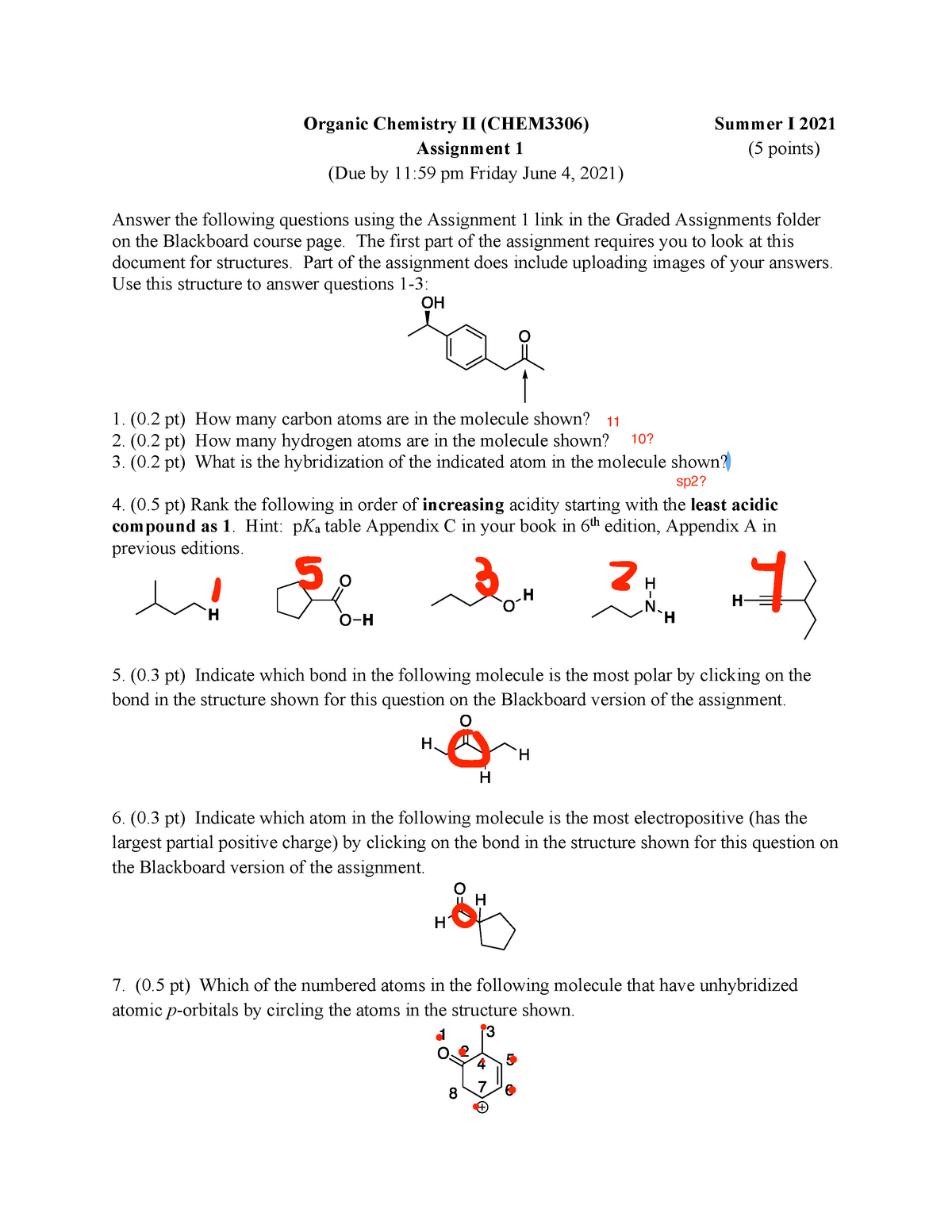 assignment of organic chemistry