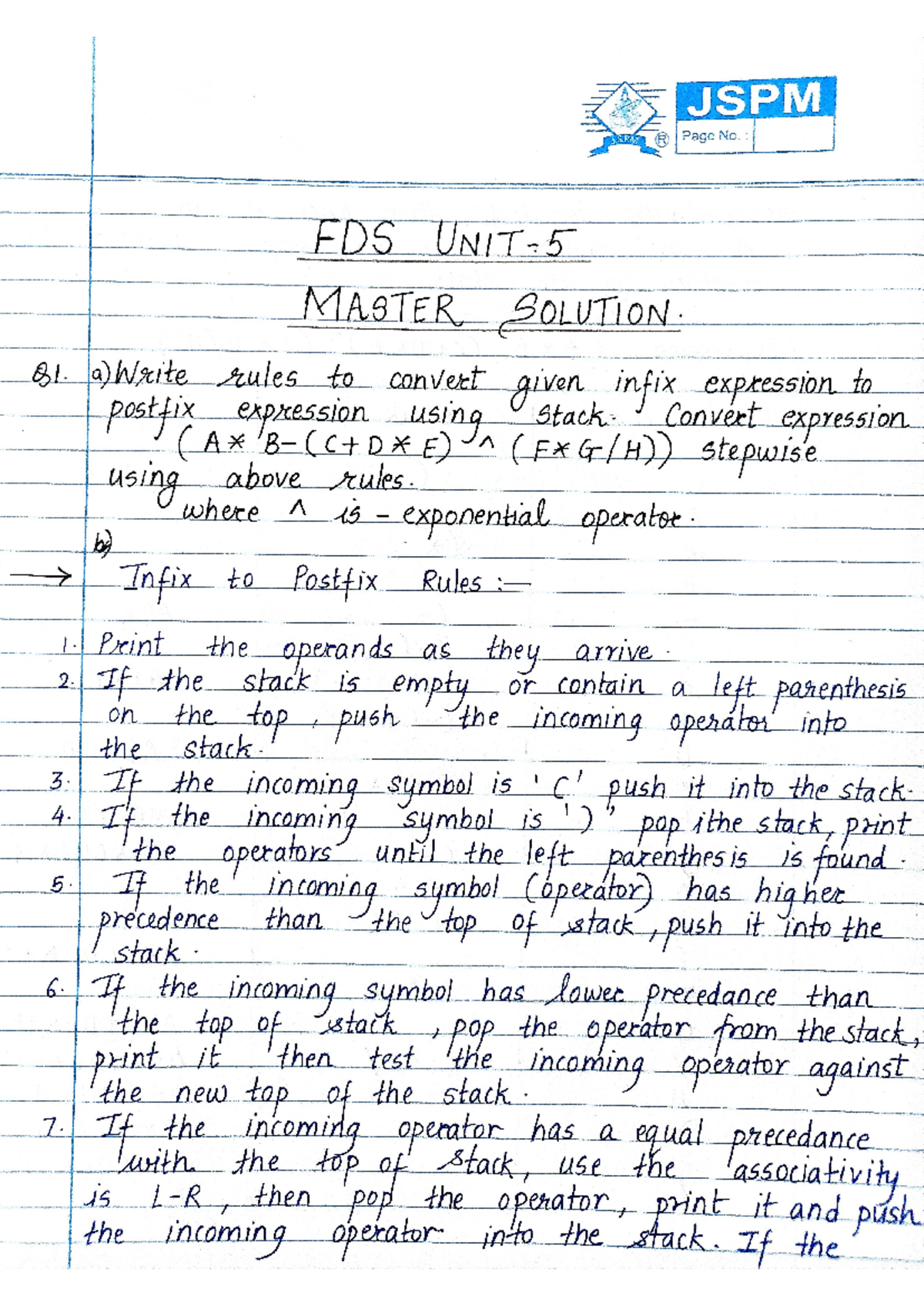 Comp FDS Unit-5 Master Solution - JSPM J.S.P Page No. : FDS MASTER ...