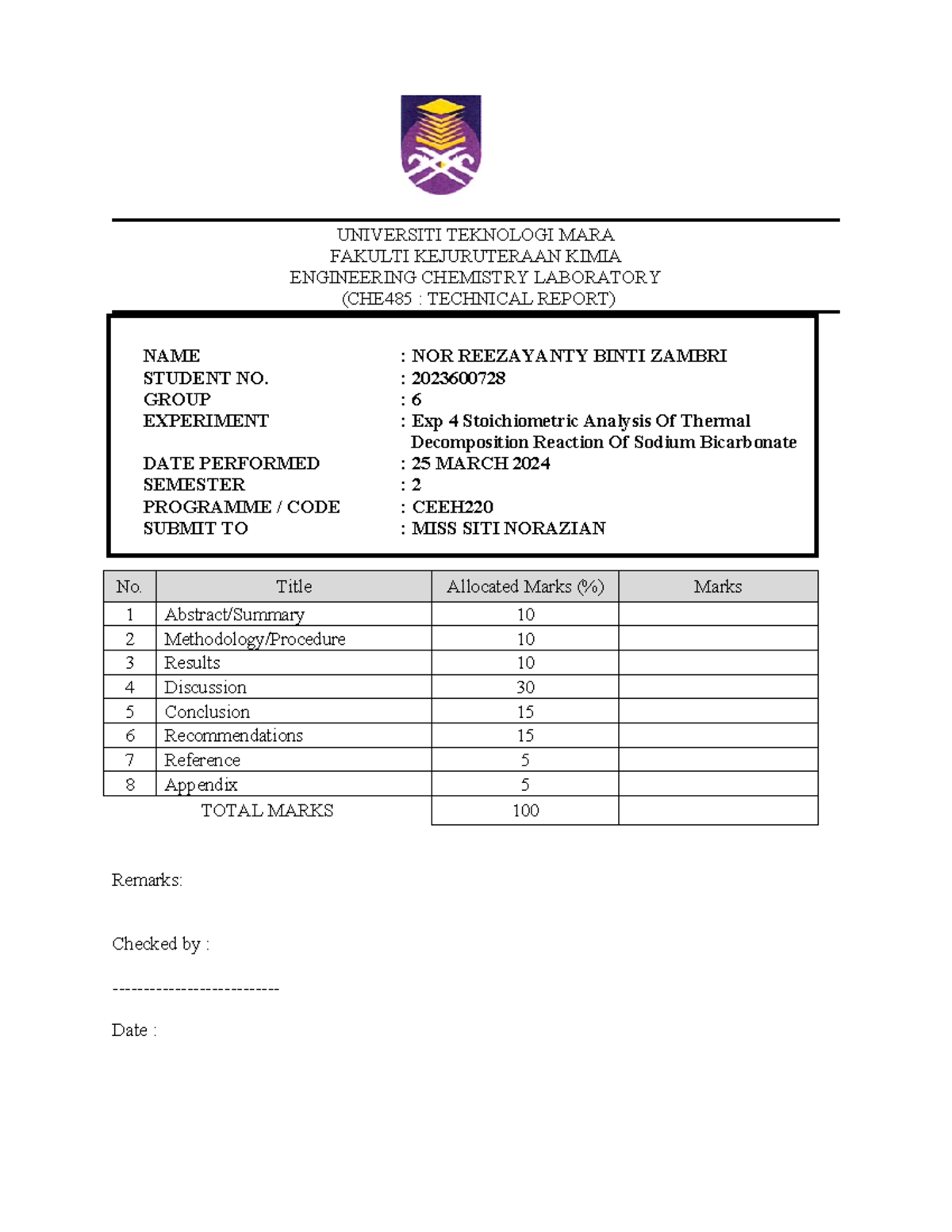 Labreporttechnical 4 universiti teknologi mara fakulti kejuruteraan