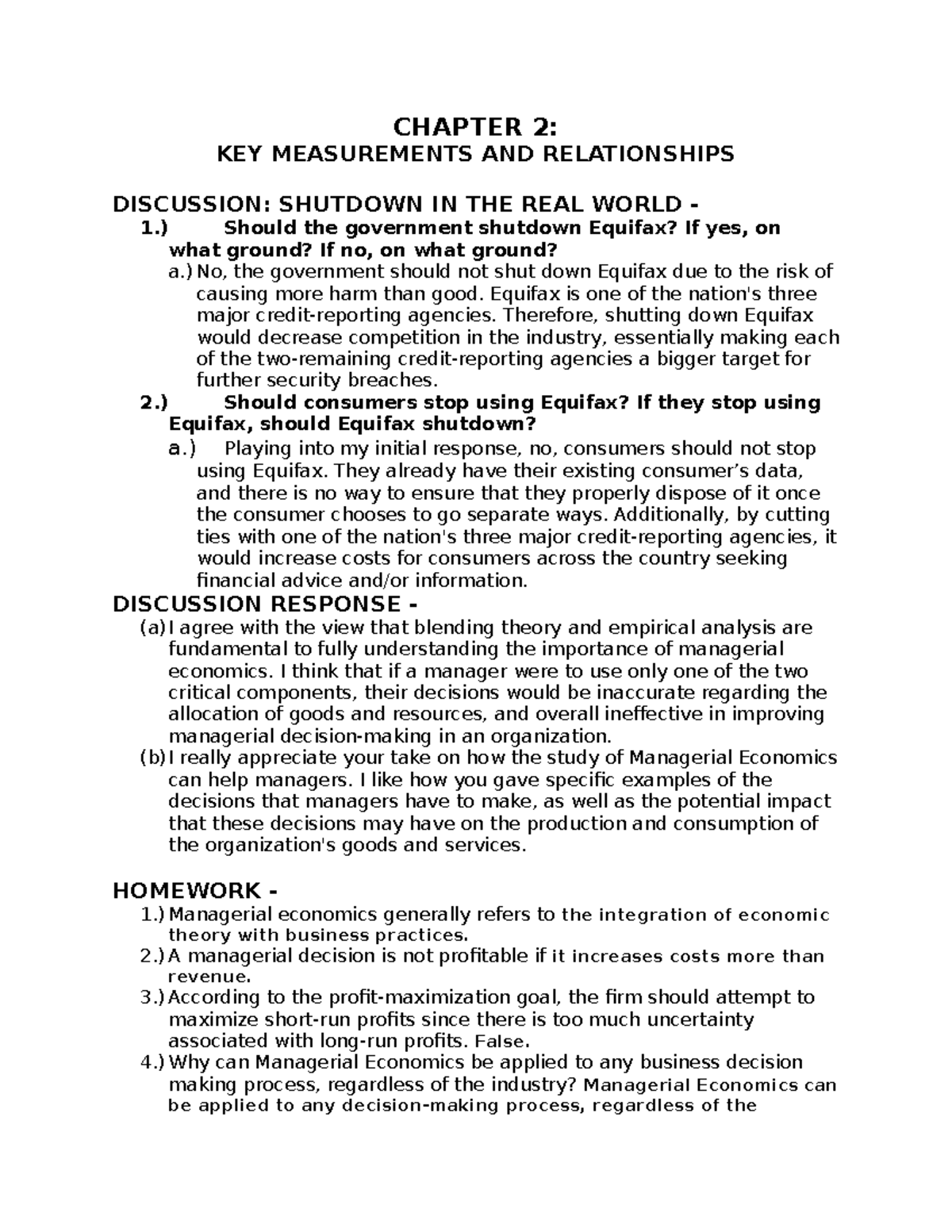 Chapter 2 - CHAPTER 2: KEY MEASUREMENTS AND RELATIONSHIPS DISCUSSION ...