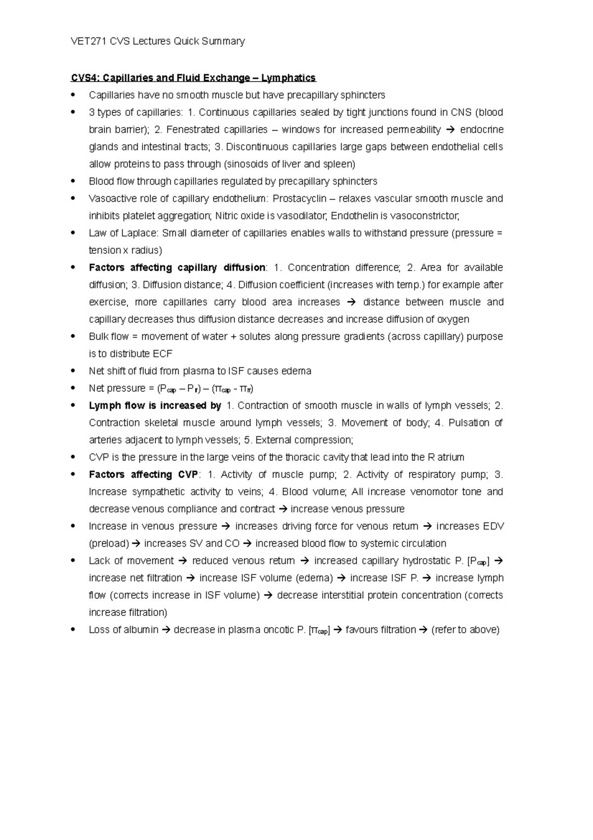 VET271 CVS4 and CVS5 Lecture Summary - VET271 CVS Lectures Quick ...