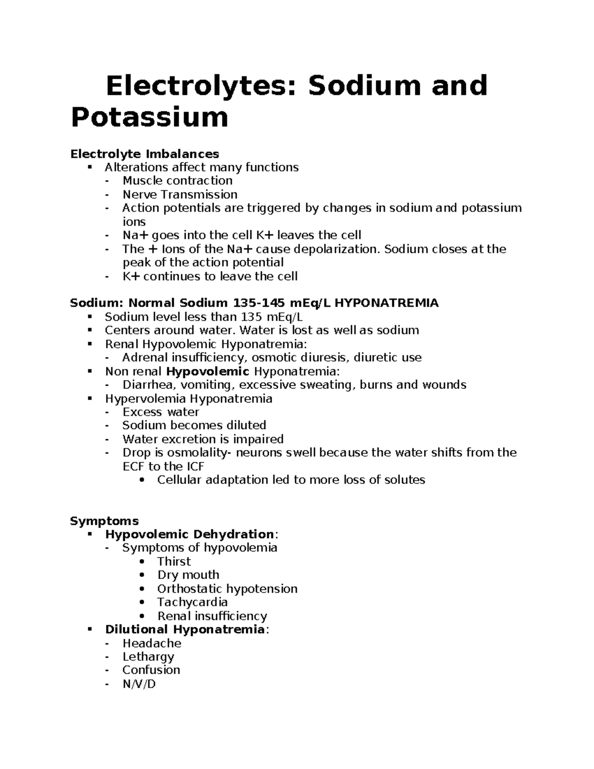 Electrolytes and Potassium - Electrolytes: Sodium and Potassium ...
