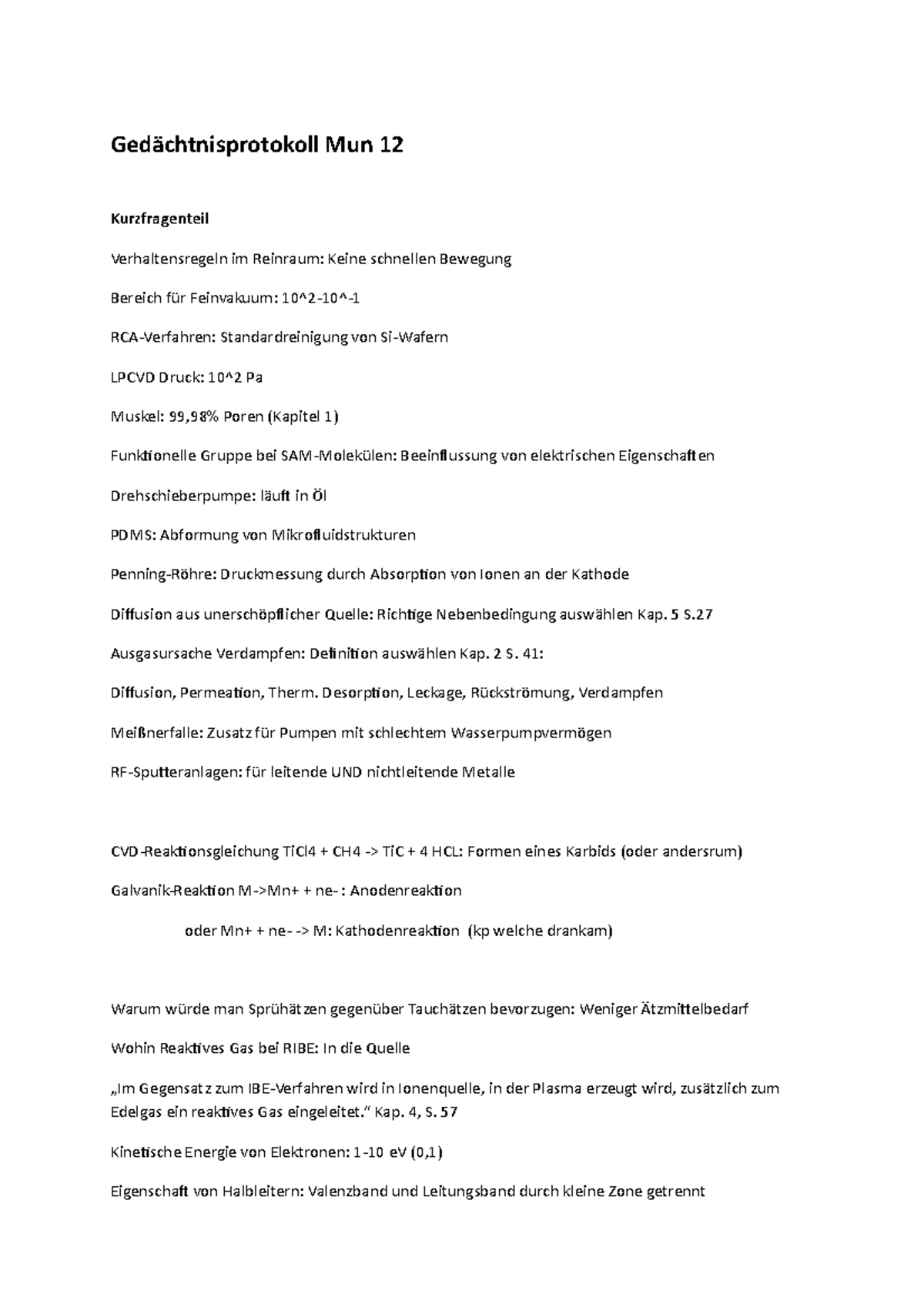 Gedächtnisprotokoll Mun WS12 - Mun 12 Kurzfragenteil Verhaltensregeln ...