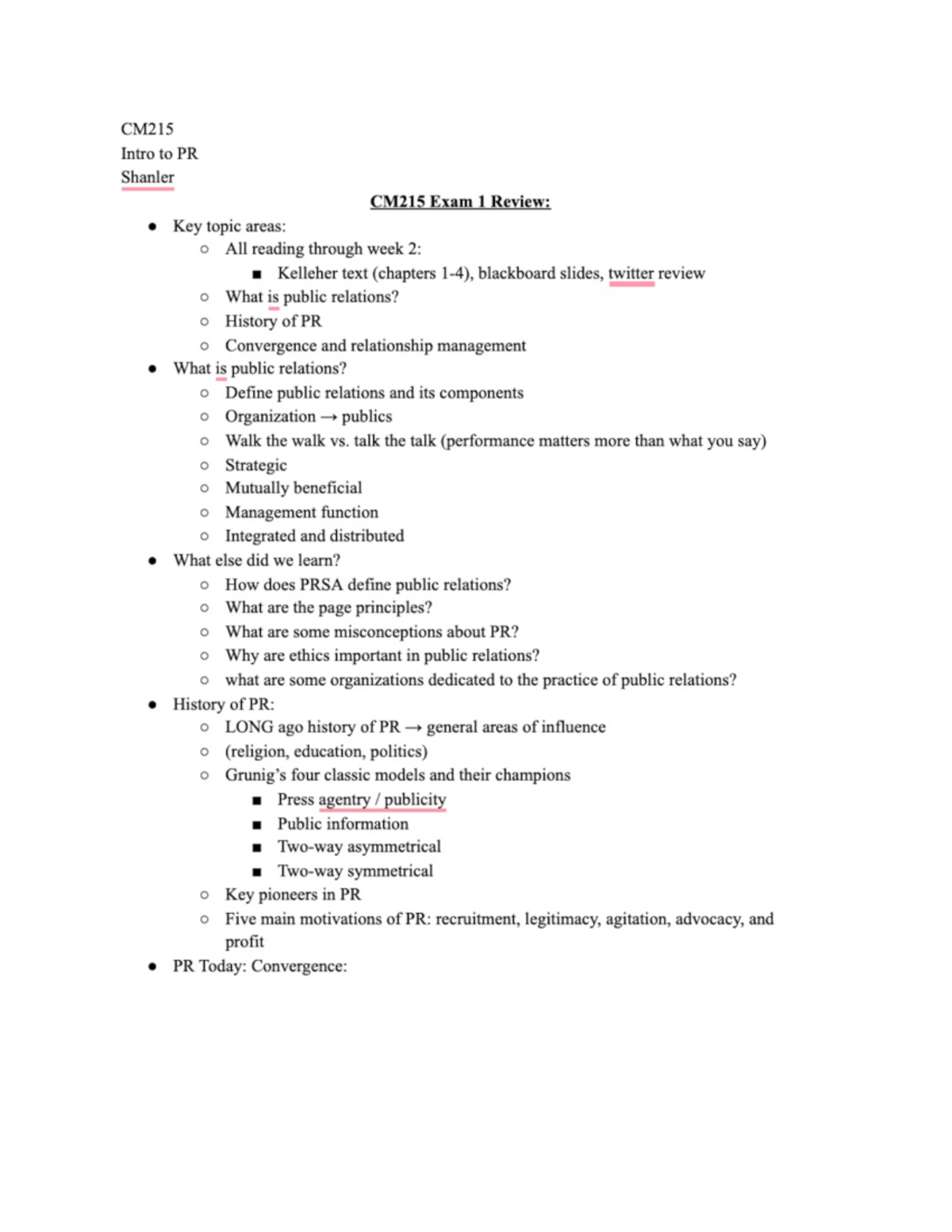 CM215 Exam 1 Review Guide - COM CM 215 - Studocu