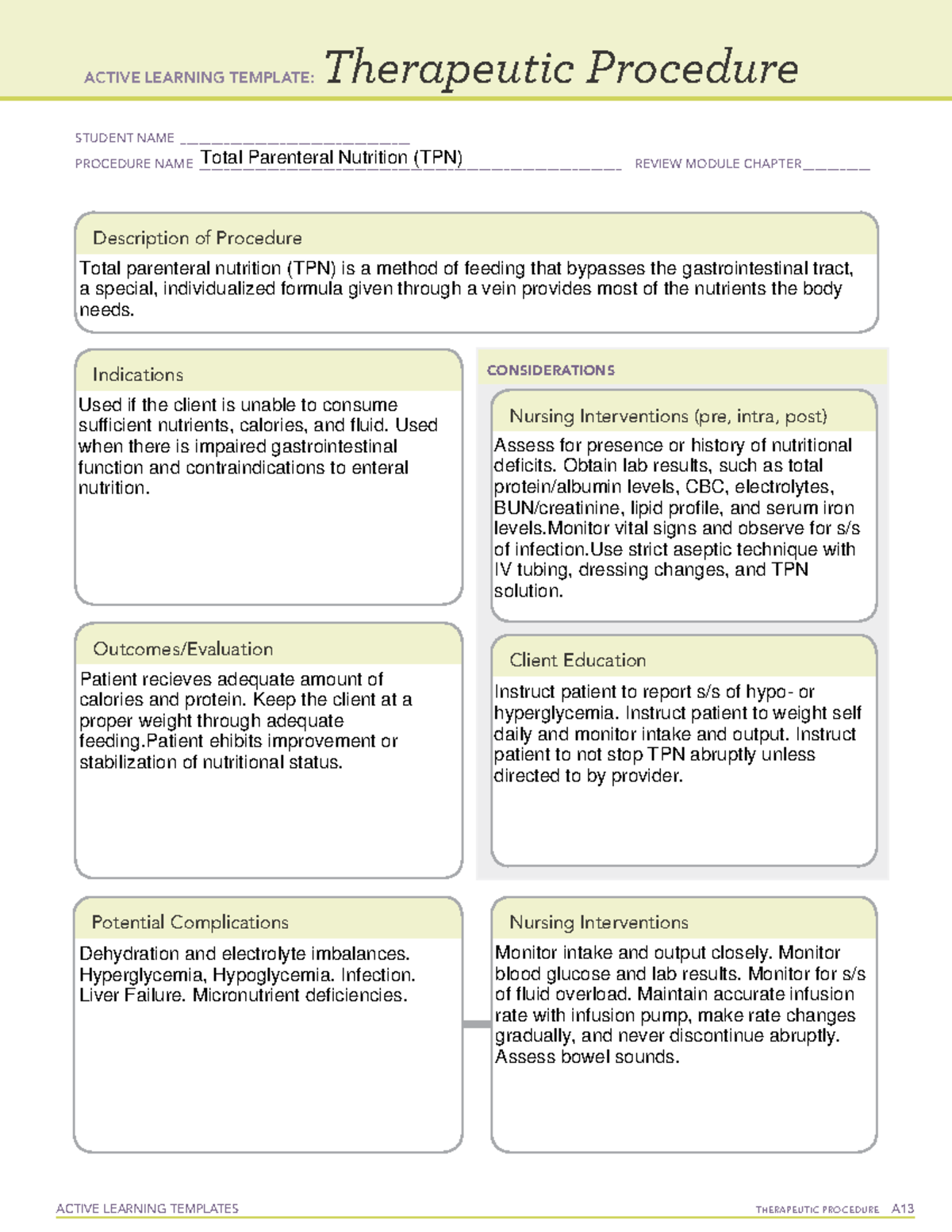 Active Learning Template Therapeutic Procedure Form - ACTIVE LEARNING ...