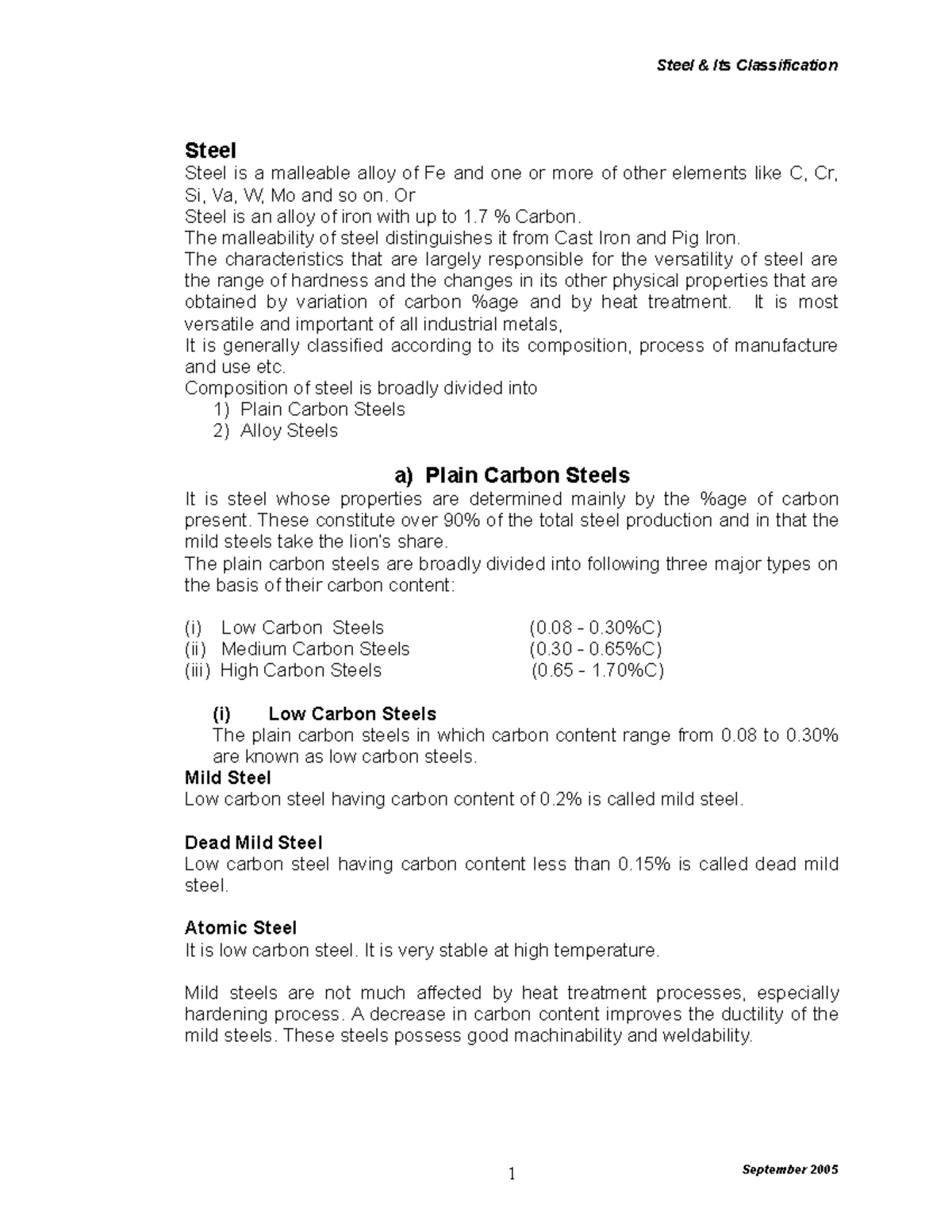 1658105849608 Steel & Its Classification - Steel Steel is a malleable ...