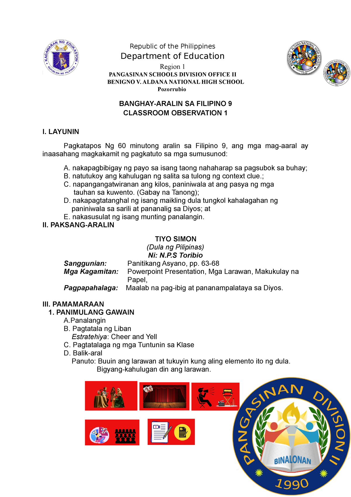 Co1 Lp Tiyo Simon Lesson Plan Republic Of The Philippines Department Of Education Region 1 6322