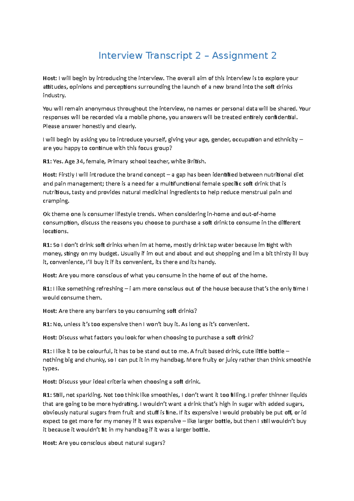 Interview Transcript 2 - The overall aim of this interview is to ...