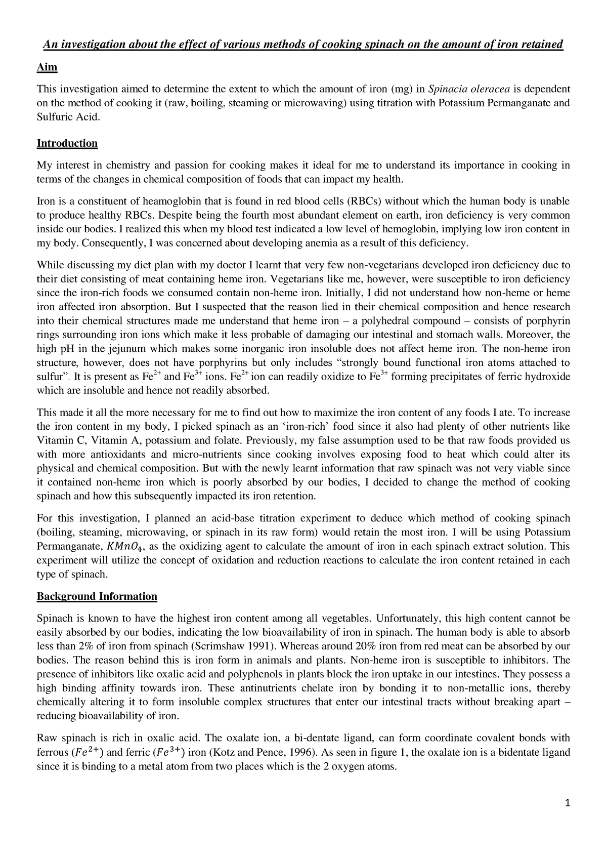 IB Chemistry IA - An investigation about the effect of various methods ...