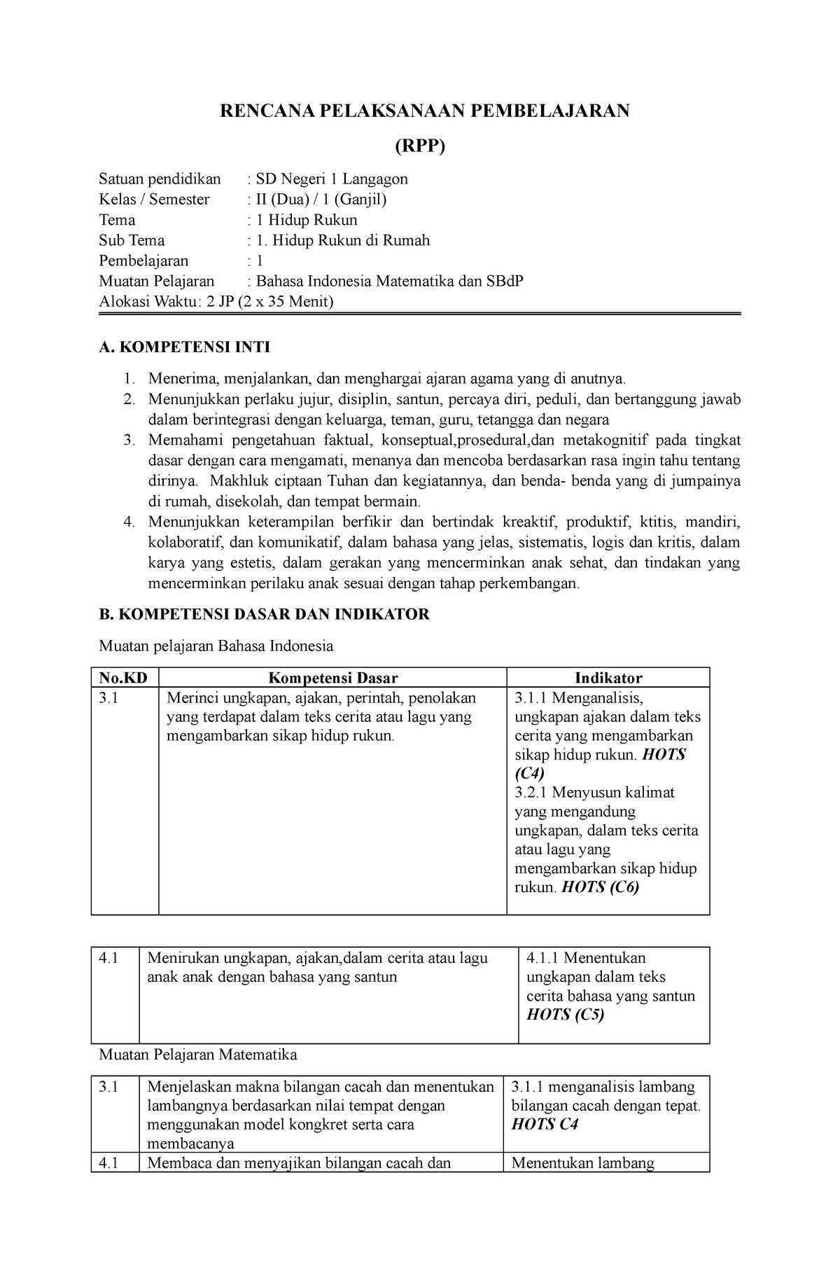 01 Rencana Pelaksanaan Pembelajaran - RENCANA PELAKSANAAN PEMBELAJARAN ...