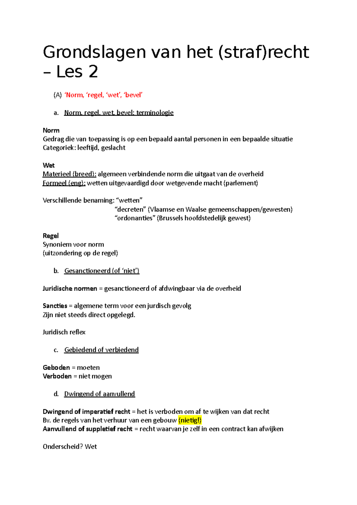 Grondslagen Van Het Strafrecht Les 2 - Grondslagen Van Het (straf)recht ...