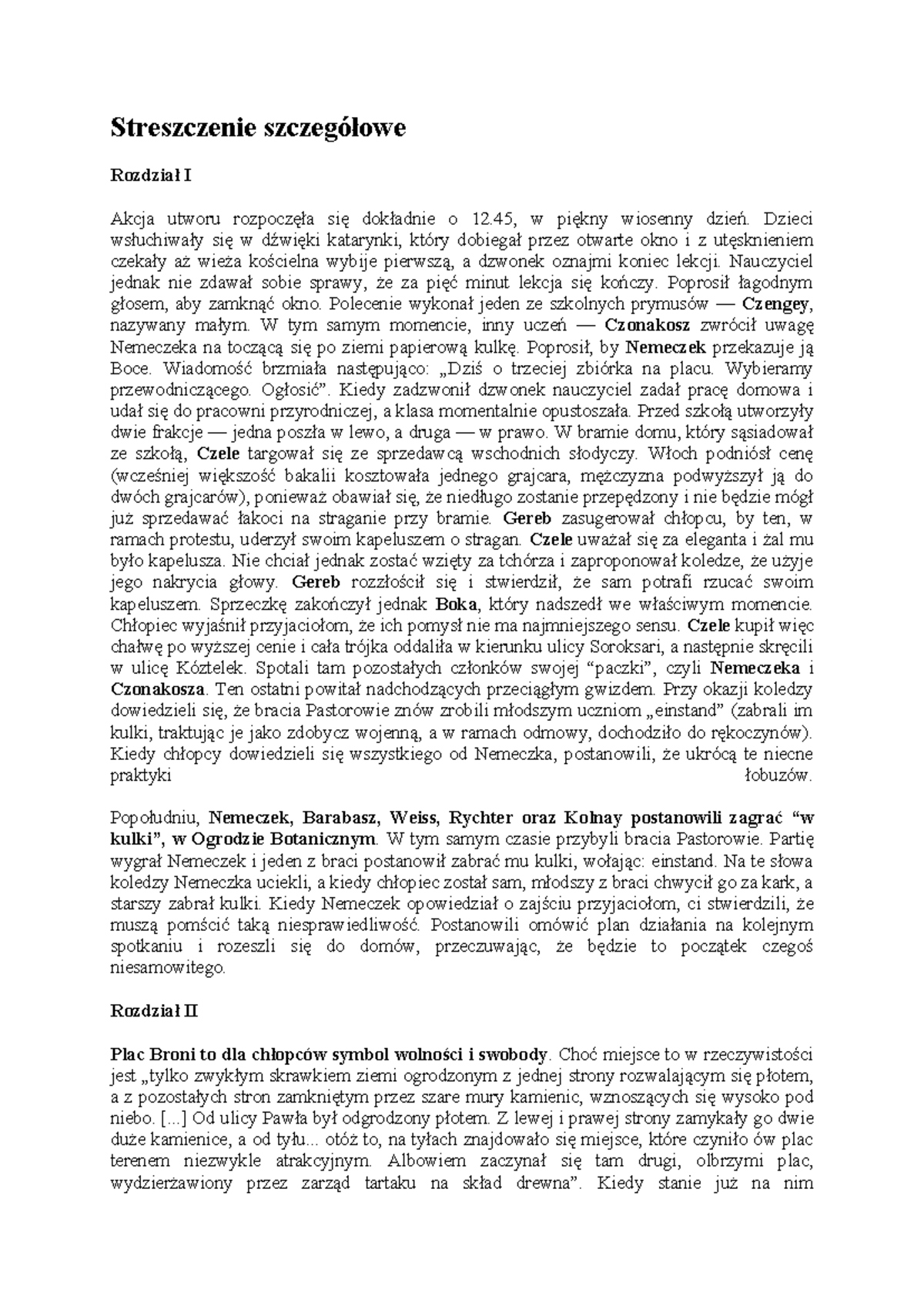 Streszczenie szczegółowe - Streszczenie szczegółowe Rozdział I Akcja