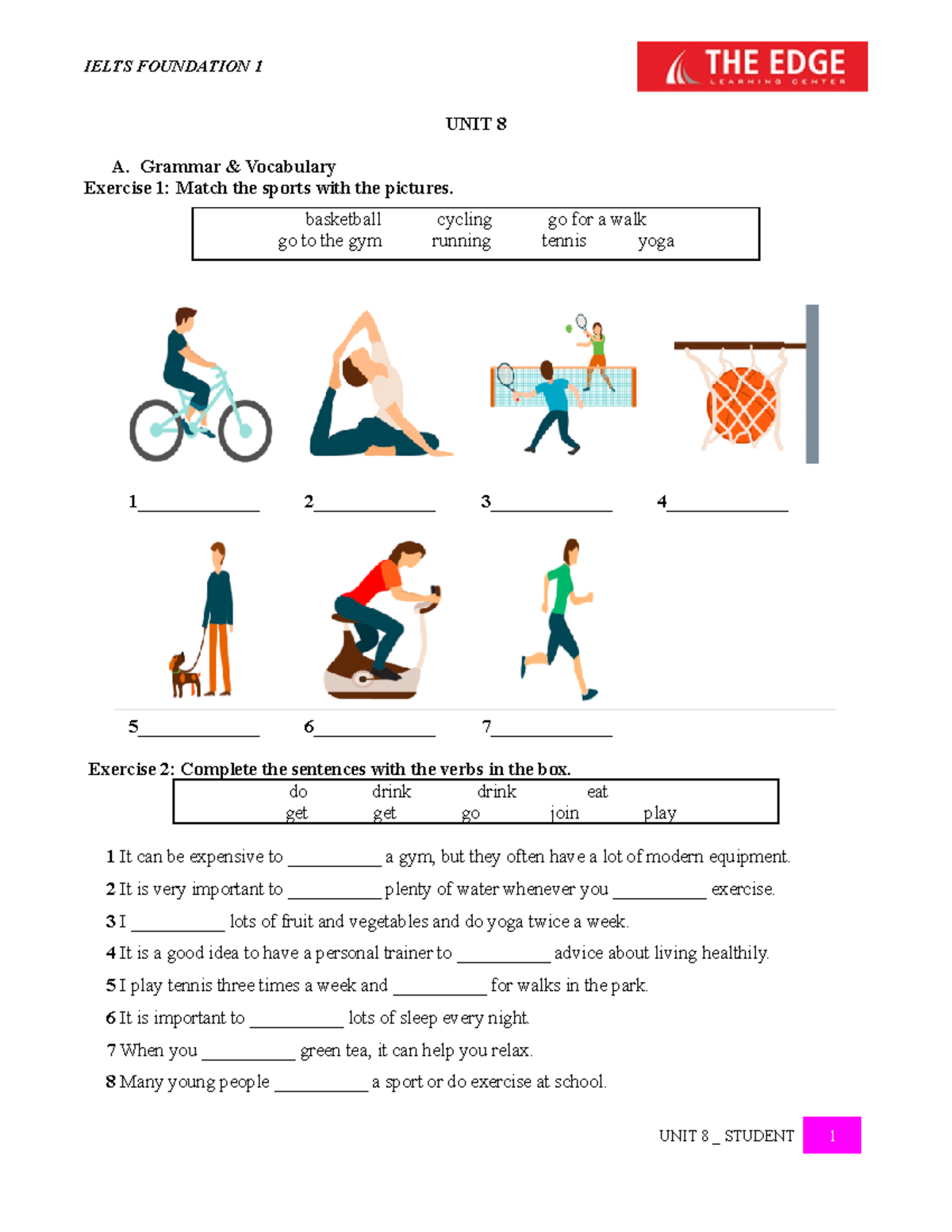 unit 8 sports and exercise