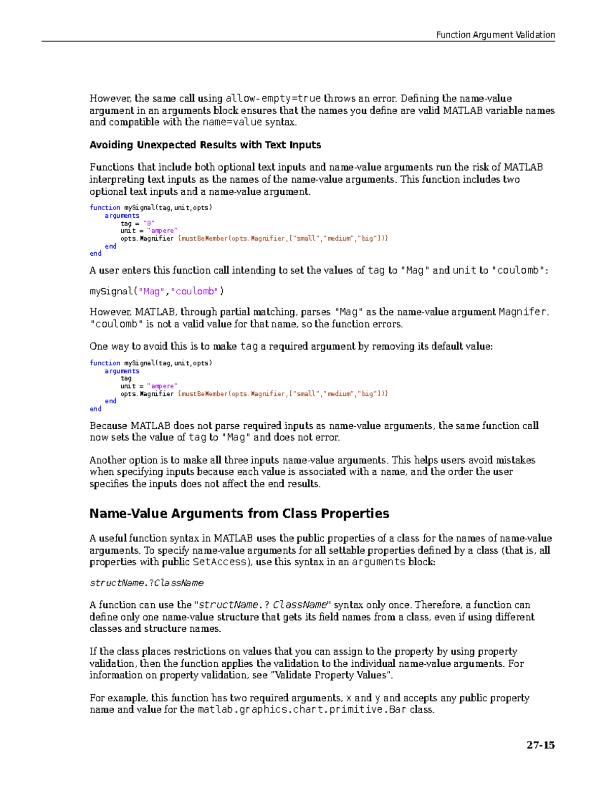 Matlab prog98 However, the same call using allowempty=true throws