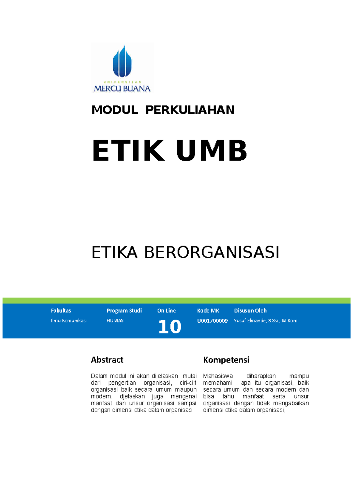 Modul-10 ETIK UMB - MODUL PERKULIAHAN ETIK UMB ETIKA BERORGANISASI ...