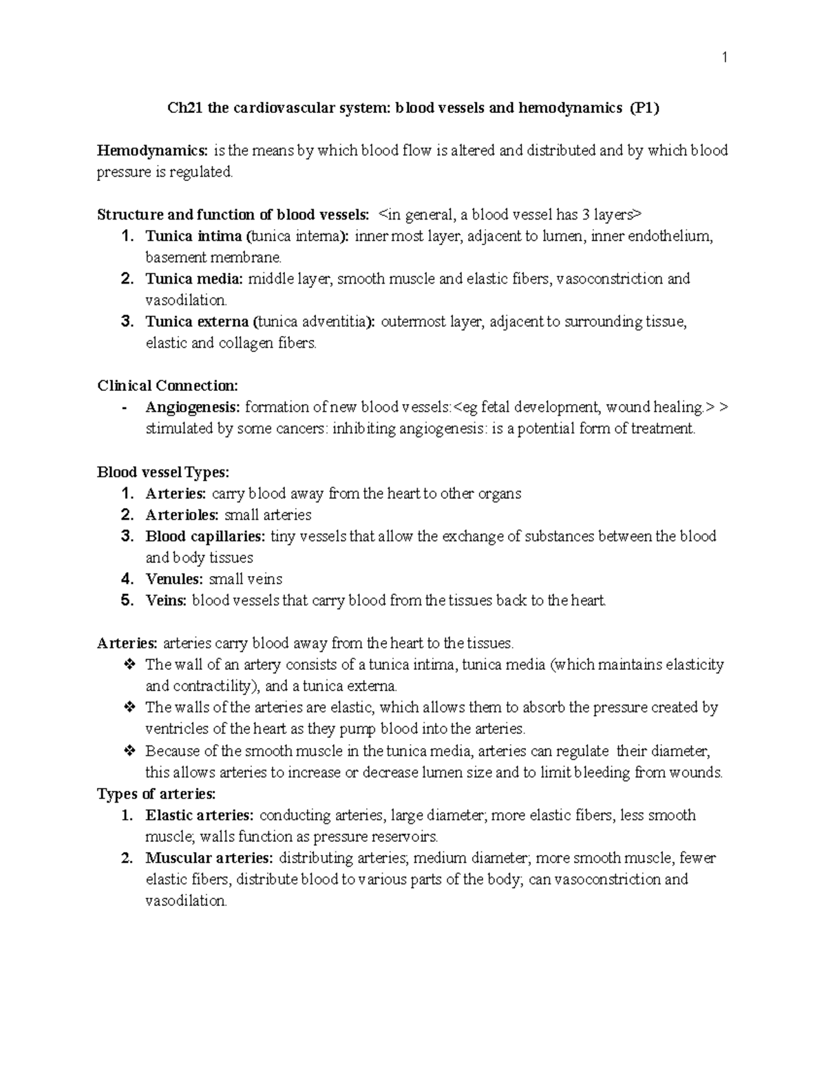 Ch21 The Cardiovascular System Blood Vessels And Hemodynamics ...