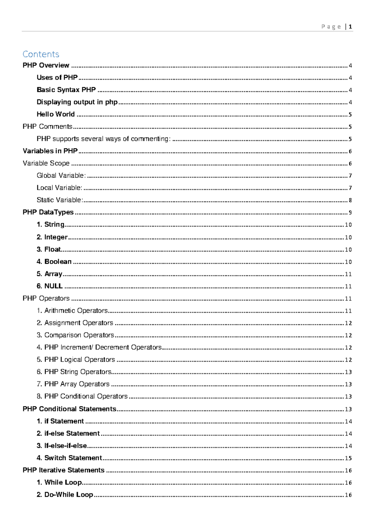 PHP CWH - NOTESV ON PHP FOR CS STUDENTS - Contents PHP Overview Uses of ...