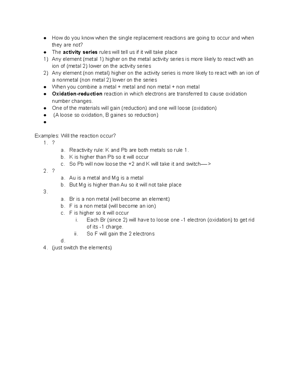 2.8 Single Replacement Reactions - How do you know when the single ...