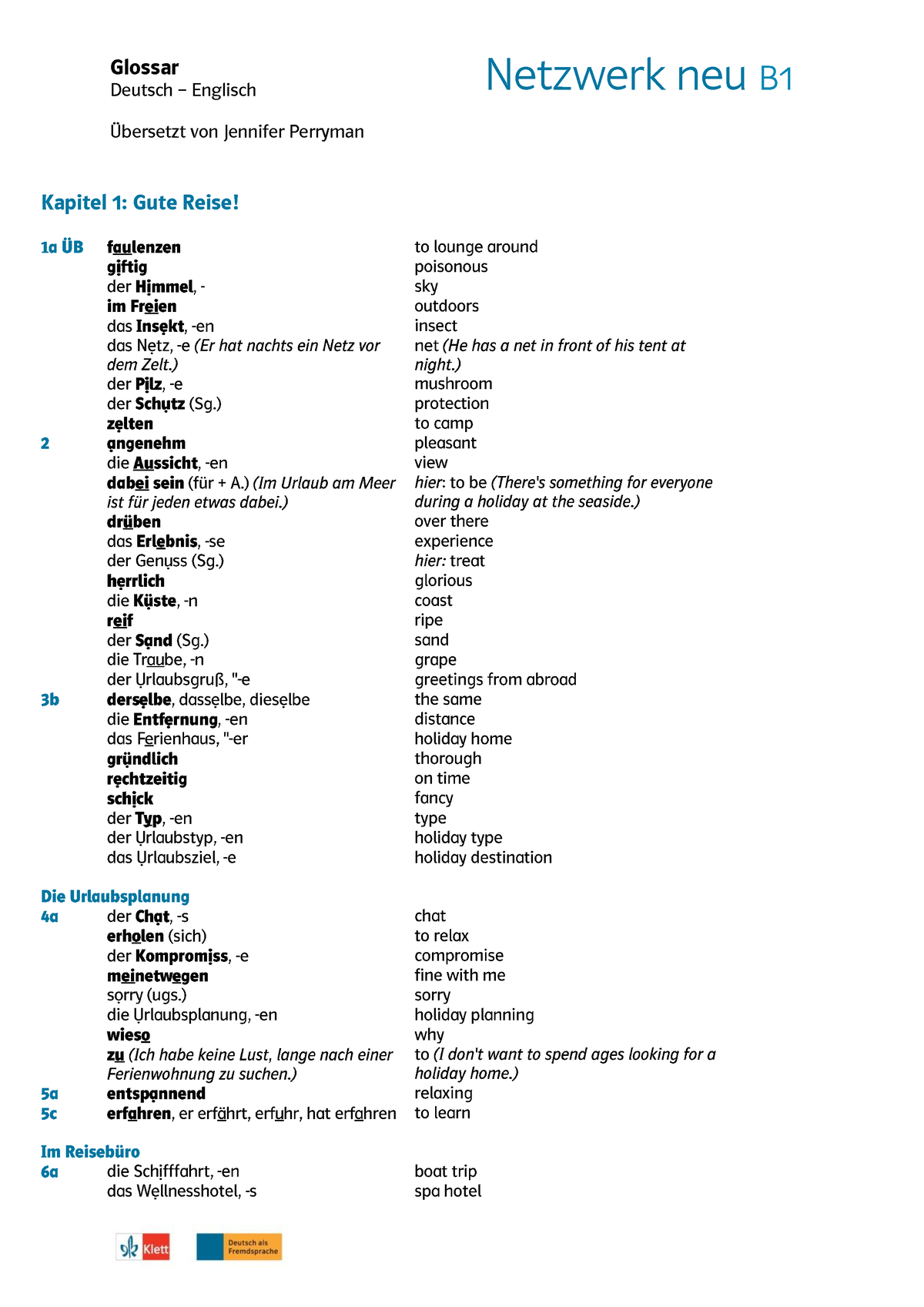 NWn B1 Glossar Englisch - Deutsch – Englisch Netzwerk Neu B Übersetzt ...