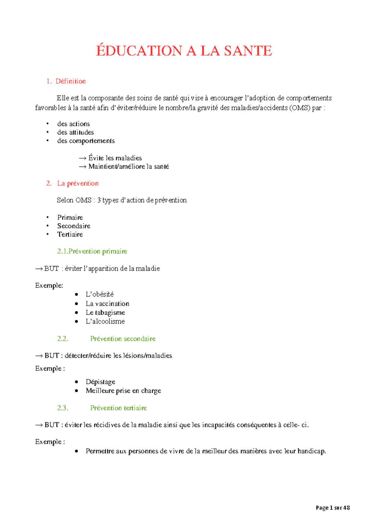 définition éducation à la santé