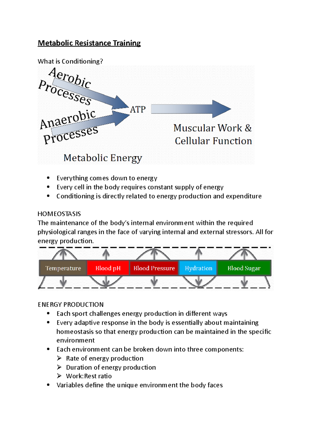 Metabolic Resistance Training - All for energy production. ENERGY ...