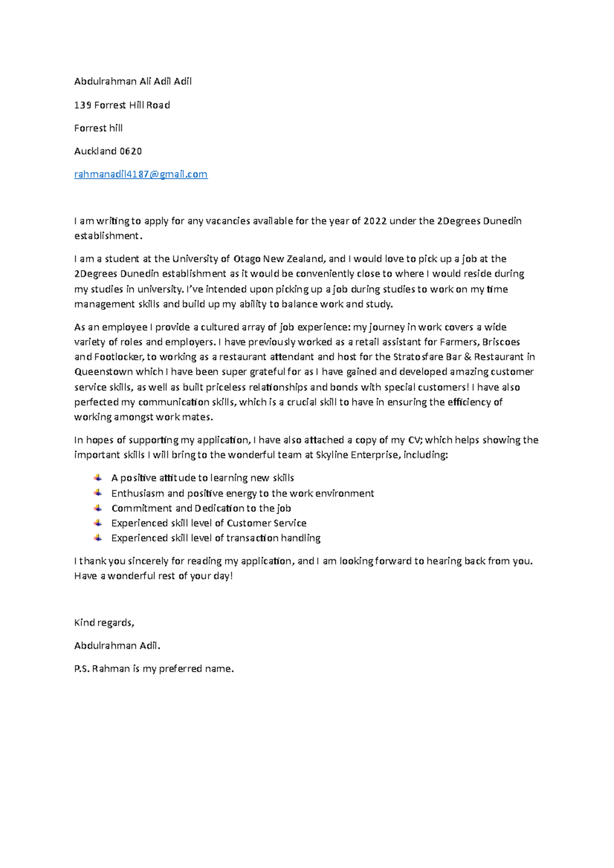 Cover Letter 2Degrees - yep this is yep - Abdulrahman Ali Adil Adil 139 ...