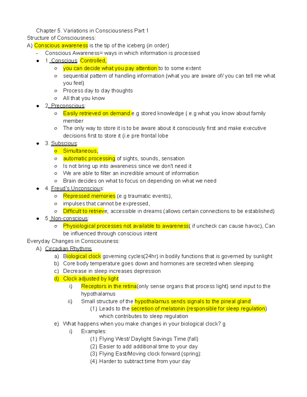 Psych 1010 Notes TERM 1 (CH 5-9) - Chapter 5. Variations in ...