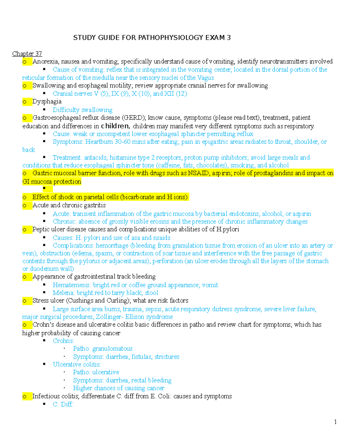 Studyguide Exam 3 2020 - Study guide for exam 3 - STUDY GUIDE FOR ...