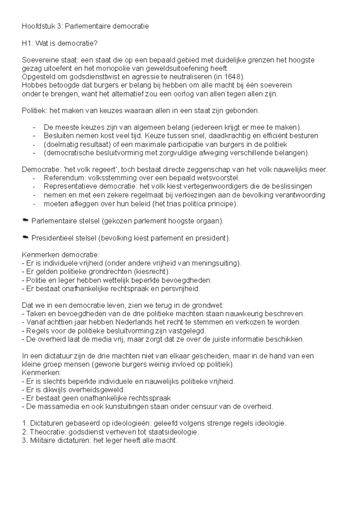 Maatschappijleer Samenvatting Parlementaire Democratie - Hoofdstuk 3 ...