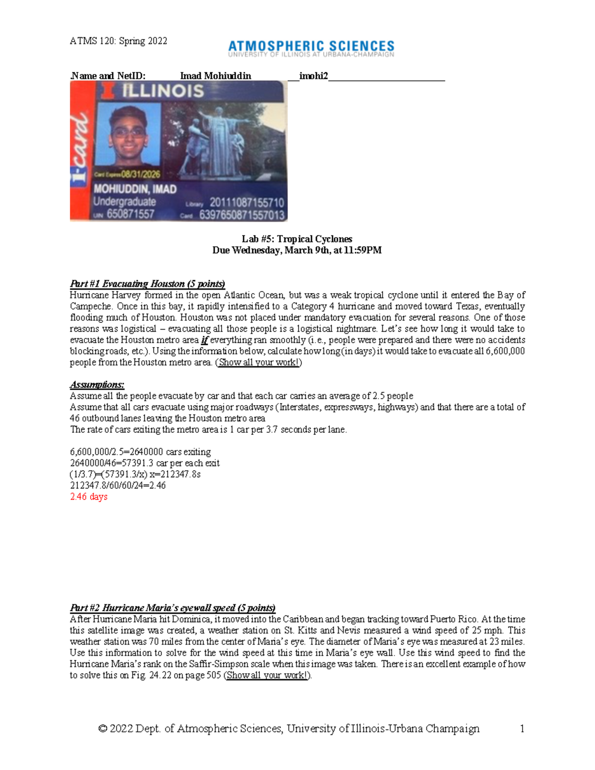 UIUC ATMS 120 Lab 5 SP2022, should be all A's - .Name and NetID:Imad ...